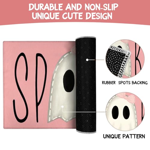 Halloween Kitchen Mat Set of 2 Polka Dots Spooky Ghost Floor Rugs Non-Slip Washable Home Decor 2026