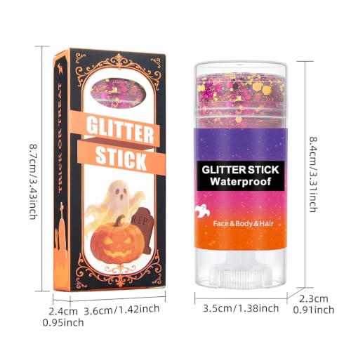 Halloween Body Face Hair Glitter Stick - Red & Black Chunky Style-31
