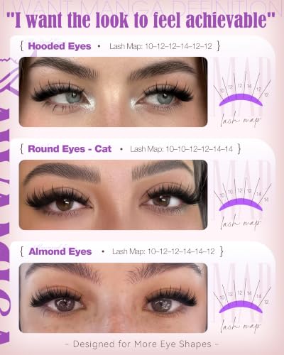 Short Manga Lash Clusters 10-14mm Spiky Anime Eyelash Extensions - Variation of THIS listing