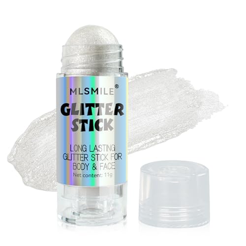 Multi-Use White Roll-On Face & Body Glitter Stick - Moisturizing & Brightening - Portable Cosmetic