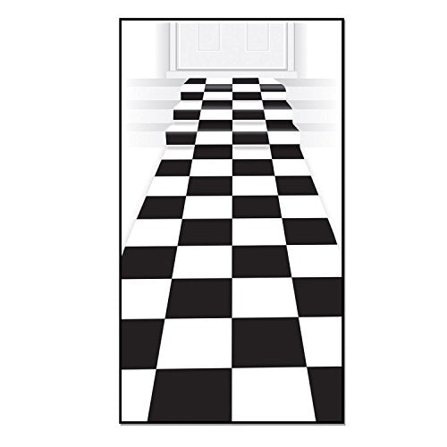 Checkered Aisle Runners 24x10 Feet - 2 Pack for 50s & Racing Theme Parties