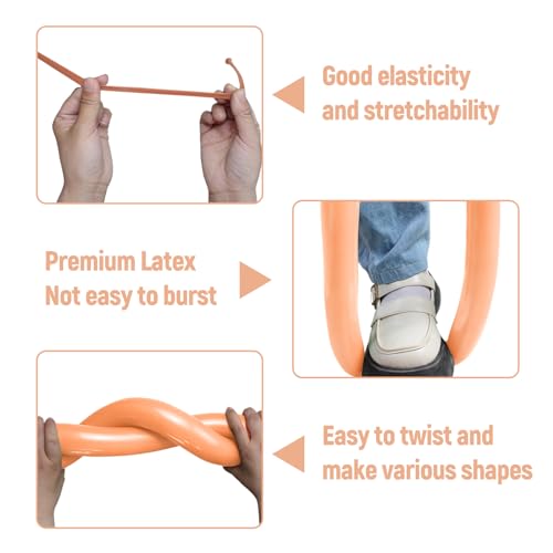 Nude Long Balloons 260 Pack - Thick Latex for Animal Models, Halloween, Weddings, Birthdays