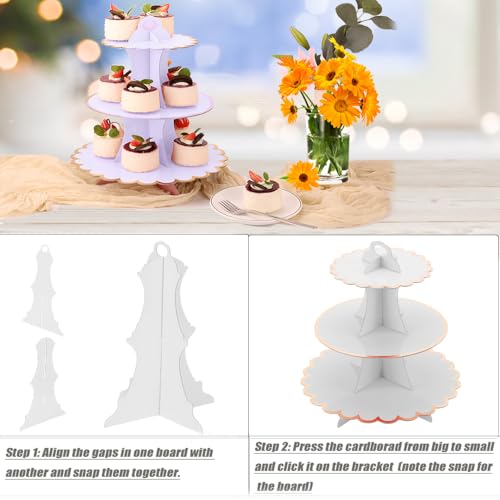 White 3-Tier Cupcake Stand Set 2 Pack for Party Decor & Dessert Display - White-2PCS