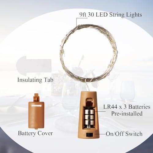 12 Sets Wine Bottle Cork Lights 30 LEDs Warm White 375ml Decoration
