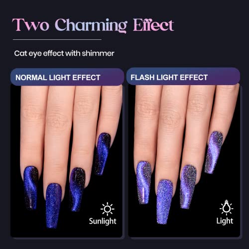 Reflective Magnetic Cat Eye Gel Nail Polish Set with 2 Magnet Sticks - 9D Chameleon Effect