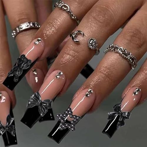 3D Nail Charms Set Black +2 - 110 Mixed Decors for Acrylic Nails, Nail Art & DIY Crafts
