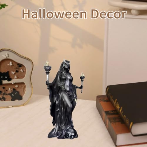 Gothic Resin Statue Hecate Torch - Spooky Decor Figurine for Home & Office