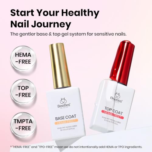 Beetles Gel Base and Top Coat Set M-Clear-2 - No Wipe, HEMA & TPO Free