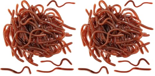 Fake Earthworm Set - 7.1 Inch Soft Stretchy Rubber Worms for Halloween & Pranks, Pack of 2
