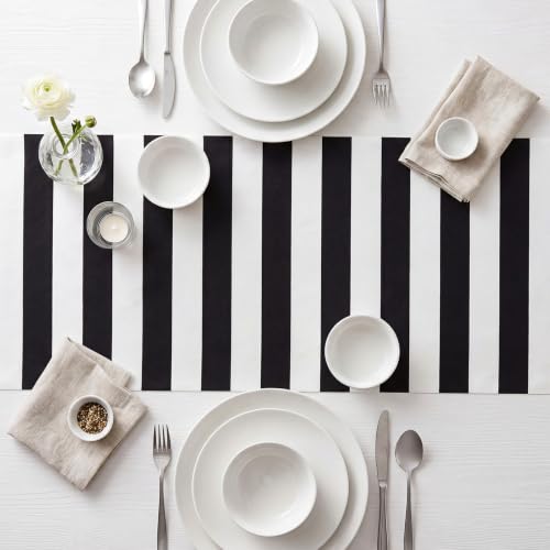 Black and White Striped Paper Table Runner 25x16 Feet for Events & Parties
