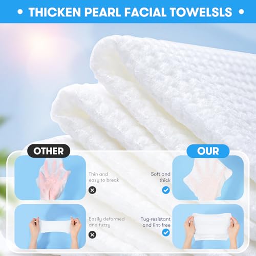 Disposable Face Towels - Soft, Thick, Lint-Free Biodegradable Makeup Remover Wipes, 25 Count