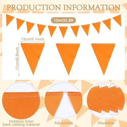 Orange Fall Pennant Banner 42 Pcs Party Flags for Thanksgiving & Halloween