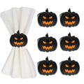 Halloween Napkin Ring Set Pumpkin Design Spooky Metal Alloy Party Table Decor - 6 Pcs
