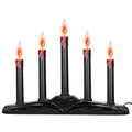 Black 5-Light Electric Window Candles with Flickering Flame Bulbs for Halloween Decor