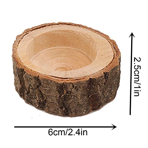 Brown Wooden Tea Light Candle Holders Set - Rustic Votive Decor for Weddings & Parties