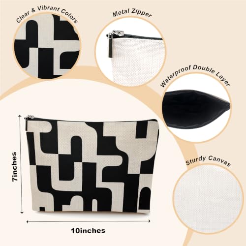 Abstract Geometric Makeup Bag - Trendy Cosmetic Pouch for Women & Girls - Large Capacity