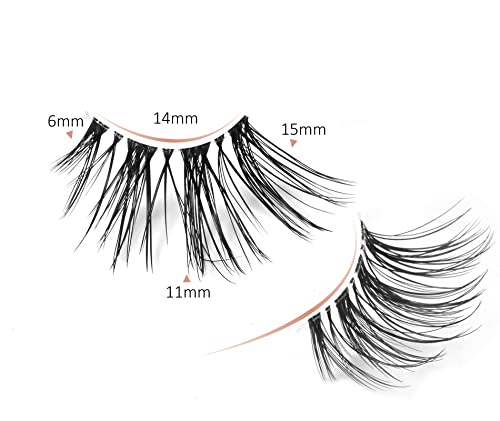 Half Lashes Natural Look False Eyelashes - Wispy Faux Mink Pack 7 Pairs C03 6-15MM