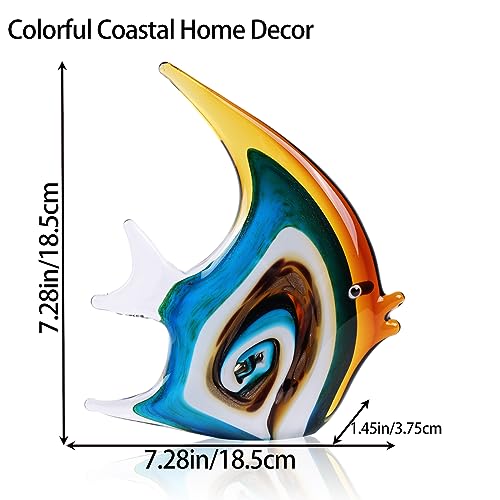 Hand Blown Glass Fish Sculpture - Colorful Marine Home Decor - Variation A-19