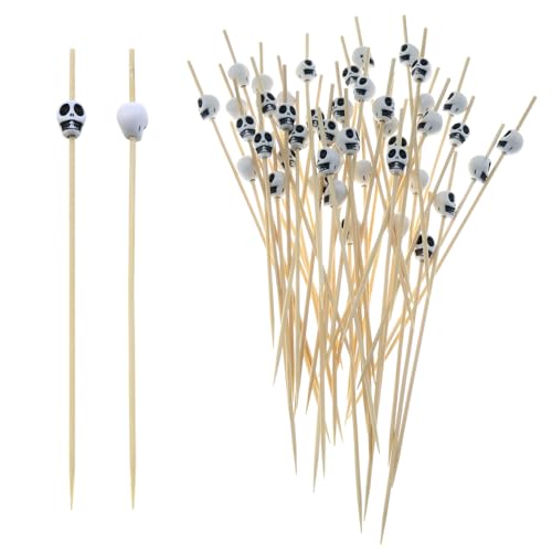 Skull Cocktail Picks 100-Pack - Food & Drink Garnishes for Parties