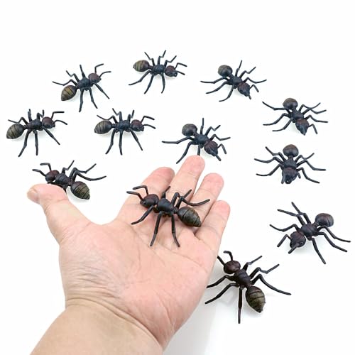Realistic Fake Ants Party Decorations - 12 Plastic Insects for Halloween & Pranks