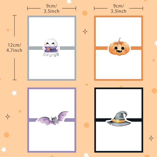 Halloween Buffet Food Labels - 48 Pack Folded Place Cards for Parties - Halloween Variation