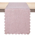 Pink Cotton Table Runner 13x72 Inches Farmhouse Scallop Style - Winotic