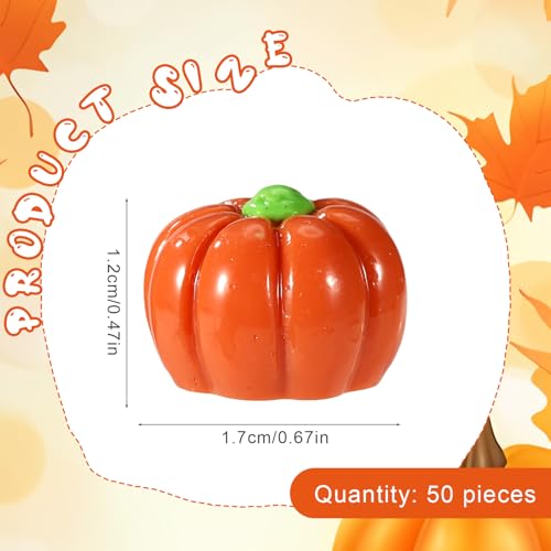 Miniature Fall Pumpkins Set - 50 Small Resin Decorations for Autumn & Thanksgiving