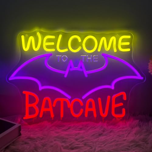 Bat Cave Neon Sign - Dimmable USB Powered Wall Light for Man Cave, Living Room, Bar, Party, Yard, Home Decor - Variation: Bat