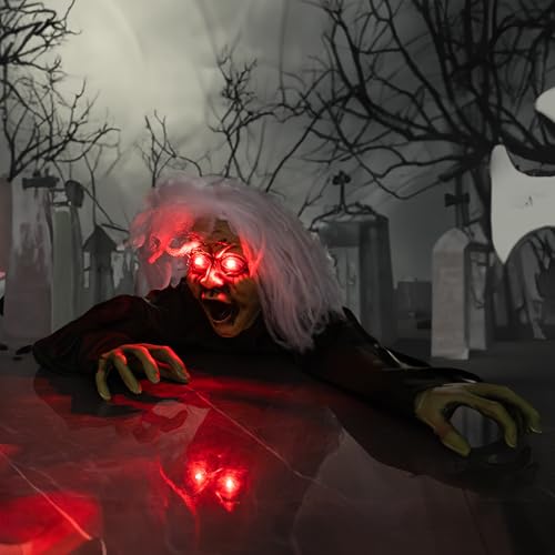 Halloween Zombie Groundbreaker Prop with Lighted Eyes & Sound - Green Outdoor Decoration