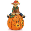 Folmywy Fall Thanksgiving Pumpkin Scarecrow Decor - Resin Figurines - Scarecrow Variation