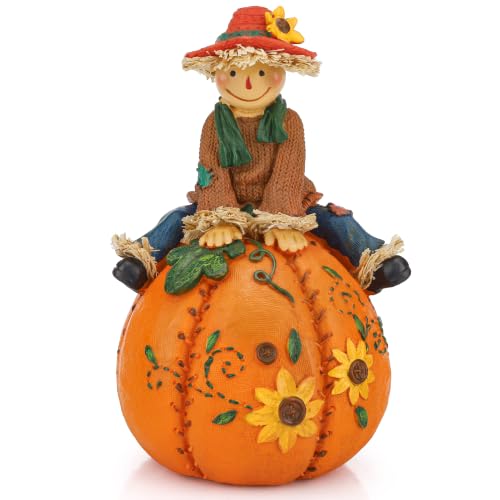 Folmywy Fall Thanksgiving Pumpkin Scarecrow Decor - Resin Figurines - Scarecrow Variation