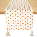 Polka Orange Fall Table Runner 14x72 Inches - Cotton Boho Decor