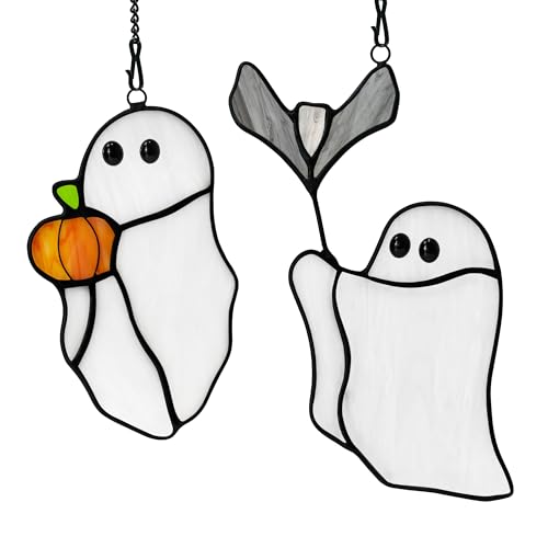 Halloween Ghost Stained Glass Window Hanging Suncatcher Gift - Spooky Decor
