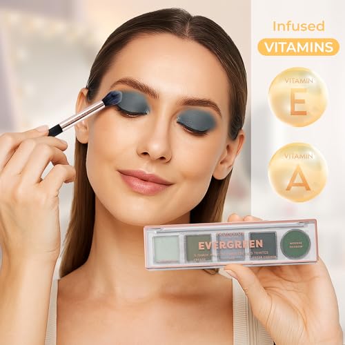 Mini Eyeshadow Palette - 5 Neutral Matte & Shimmer Shades, Vegan Cruelty-Free, Evergreen / 0.25 Ounce