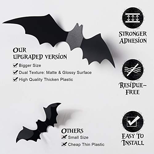 Halloween Bat Decorations Set of 60 – Realistic PVC Wall Decals for Party & Home Decor