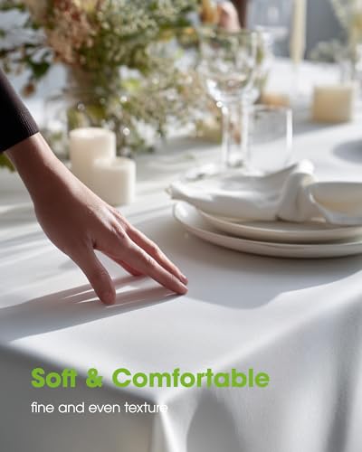 White Polyester Tablecloth 60 x 84 Inches, Reusable & Washable - 12 Pack