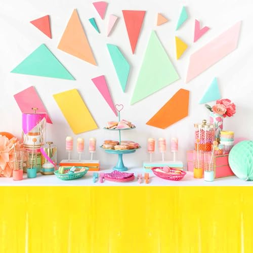 Macaron Yellow Foil Fringe Table Skirts - 3 Pack, 29x108 Inch Party Decorations