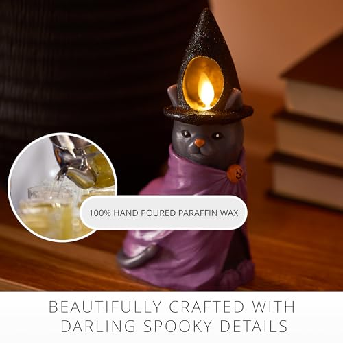 Flameless Flickering Moving Flame Halloween Cat Candle - Witch Cat Variation