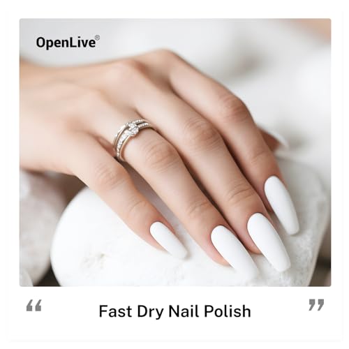 OpenLive White Nail Polish 16.5ml Fast Drying Long Lasting Glossy Finish - DIY Manicure