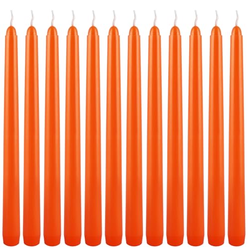 12 Pack 10-Inch Orange Taper Candles Unscented Dripless for Halloween & Holiday Decor - Variation of THIS Listing