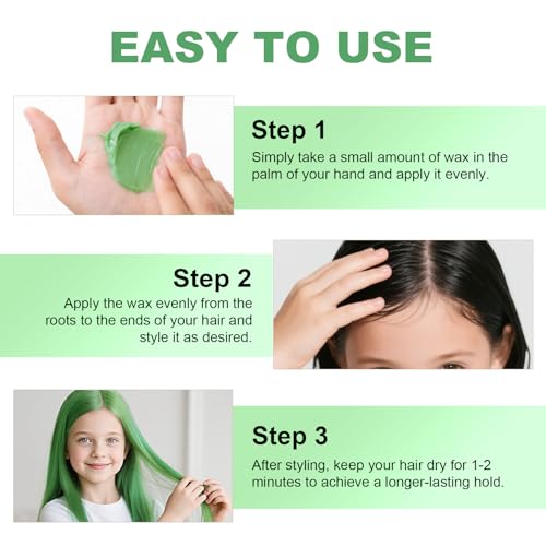 Temporary Hair Color Wax - Washable and Vibrant Green for Party & Cosplay