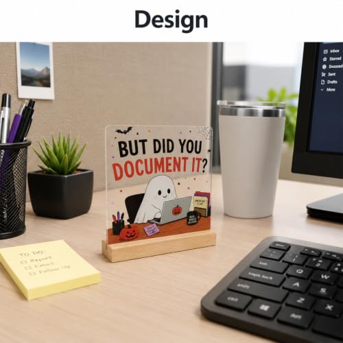 Halloween Desk Sign for Office - Funny Coworker Gift - Clear Variation
