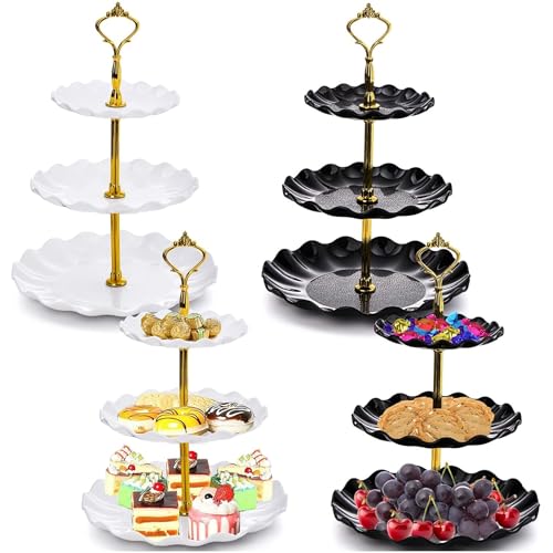 4 Pack 3-Tier Plastic Cupcake Stands Dessert Display Cake Tower for Buffet & Parties