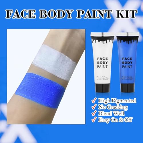 Avatar Cosplay Makeup Kit with Face Paint, Elf Ears, UV Eyeliner & Lip Gloss