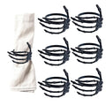 Halloween Napkin Rings Set of 6 - Black Skeleton Hand, 8 Size