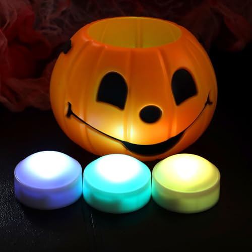 RGB Color Changing Halloween Pumpkin Candle Lights 4 Pack with Remote & Timer - Smallpenglai