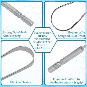 YASHIKA ENT Stainless Steel Tongue Scraper - 2 Pack with Multicolor Travel Cases | Easy Oral Care Solution