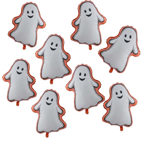 Halloween Ghost Balloons Kit - White Ghost Shape Aluminum Foil Balloons for Party Decor, 8PCS