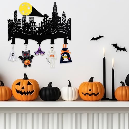 Halloween Bat Wall Hook Decor for Bathroom & Entryway - Metal Wall Mounted Key Holder