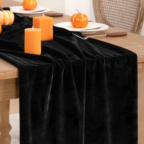 Velvet Table Runner 20x120 Inches Black Fall Winter Elegant Dining Decor - Variation of THIS listing